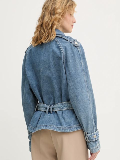 Guess kurtka jeansowa RUNA kolor niebieski przejściowa oversize W5BN0D D0742