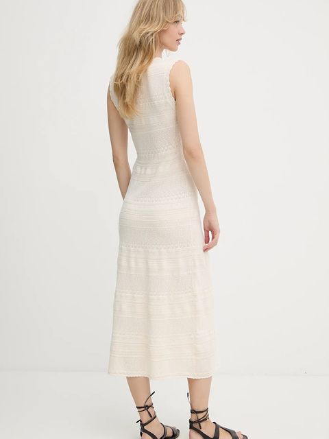 Morgan sukienka kolor beżowy maxi dopasowana RMALISA