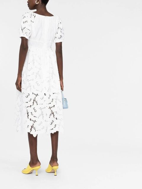 Self-Portrait flared lace midi dress - White