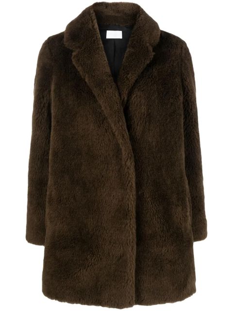 Yves Salomon notched-collar single-breasted coat - Brown - zdjęcie produktu nr 1
