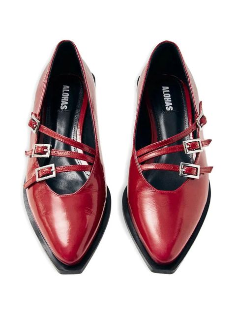 ALOHAS Jive buckle-strap pointed flats - Red