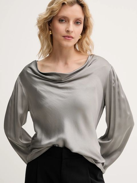 Fracomina bluzka damska kolor szary gładka FS25WT1004W45101