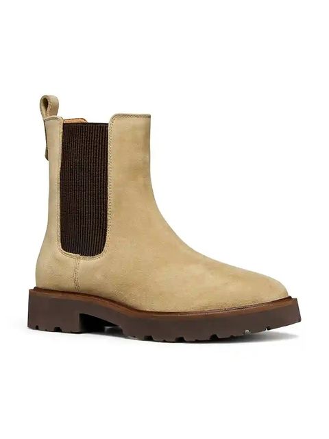 Geox botki zamszowe D NORIZE damskie kolor beżowy na płaskim obcasie D564ZD 00022 C5010