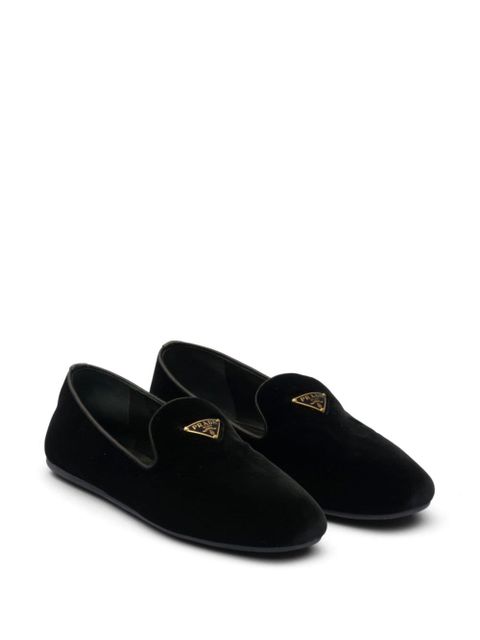 Prada triangle-logo velvet loafers - Black - zdjęcie produktu nr 2