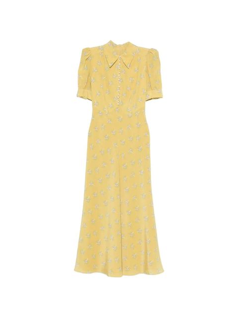 Alessandra Rich collared floral maxi dress - Yellow - zdjęcie produktu nr 1