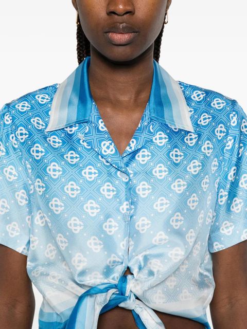 Casablanca gradient tie-front top - Blue