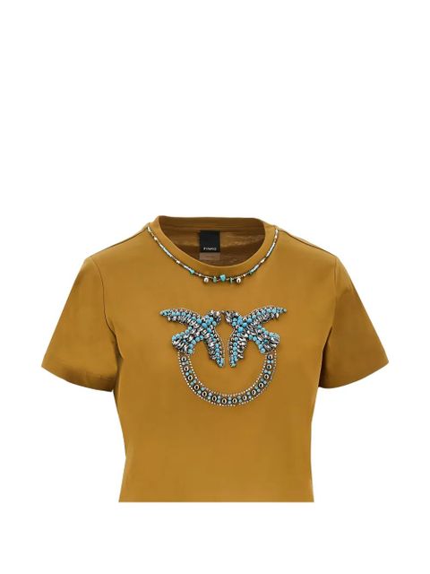 PINKO Love Birds bead-embellished T-shirt - Brown - zdjęcie produktu nr 2