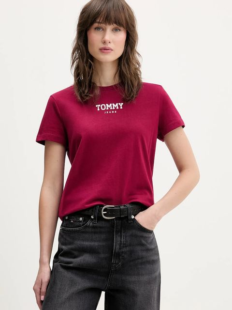 Tommy Jeans t-shirt bawełniany damski kolor bordowy DW0DW21842 - zdjęcie produktu nr 1