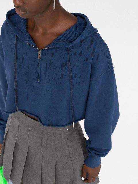 Golden Goose paint splatter-effect cropped hoodie - Blue