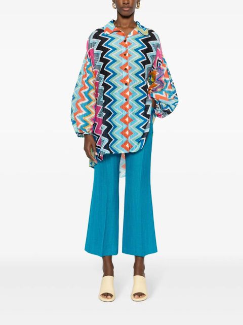 Missoni zigzag balloon-sleeves shirt - Blue