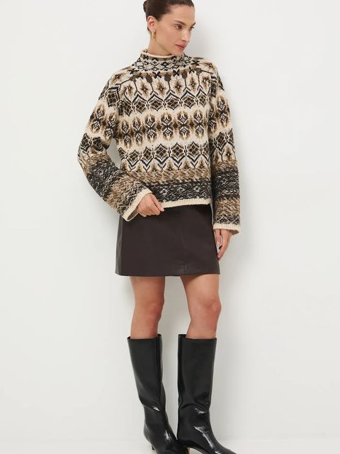 Medicine sweter z domieszką wełny damski kolor multicolor ciepły z półgolfem - zdjęcie produktu nr 2