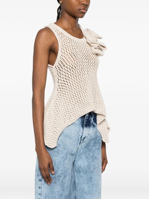 Marques'Almeida flower asymmetric knit top - Neutrals