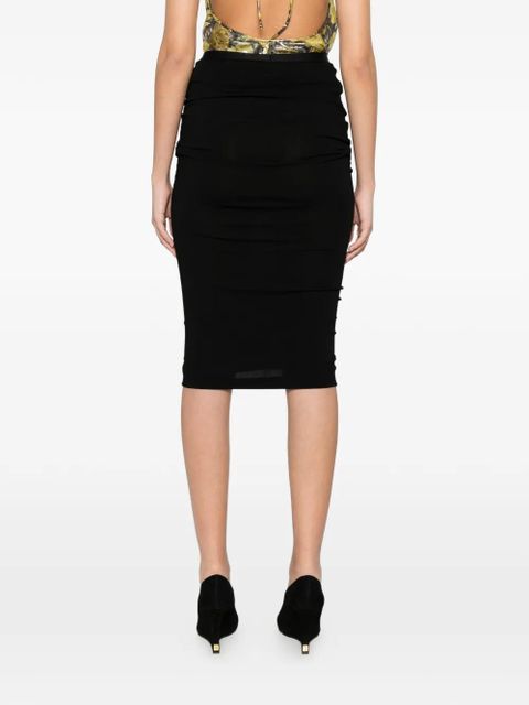 Valentino Garavani logo-waistband midi skirt - Black