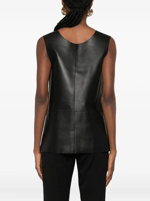TOTEME scoop-neck leather top - Black