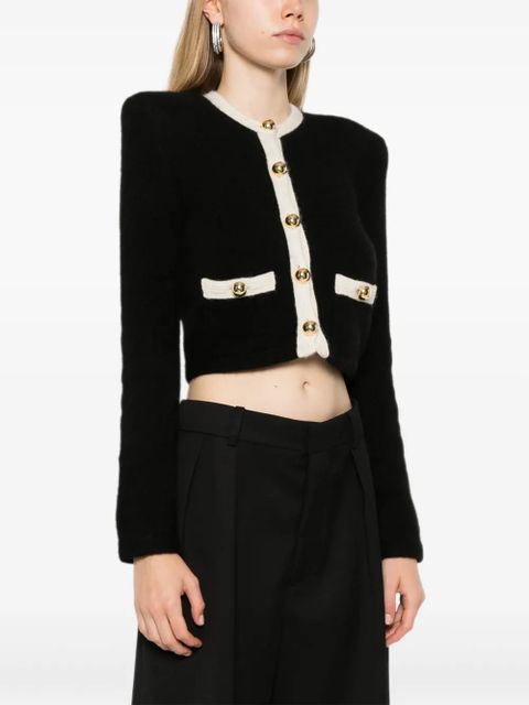 Alessandra Rich knitted cropped cardigan - Black
