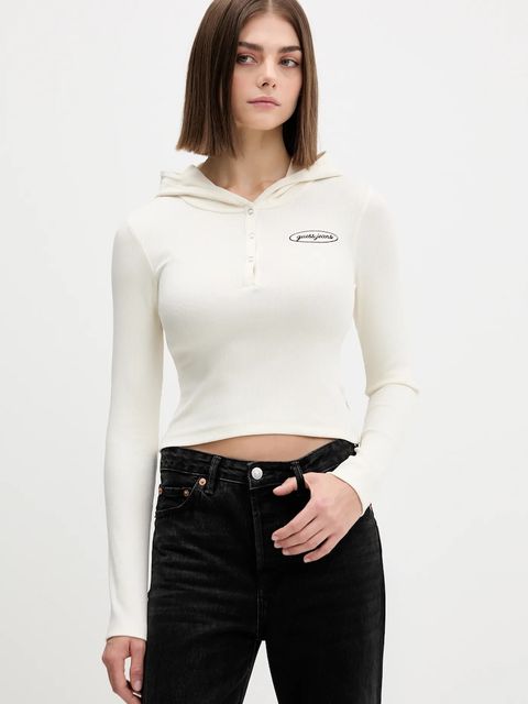 Guess Jeans longsleeve damska kolor kremowy W5YP39 KA0H1 - zdjęcie produktu nr 1