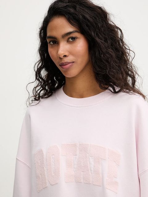 Rotate bluza bawełniana damska kolor różowy z aplikacją 1153161809