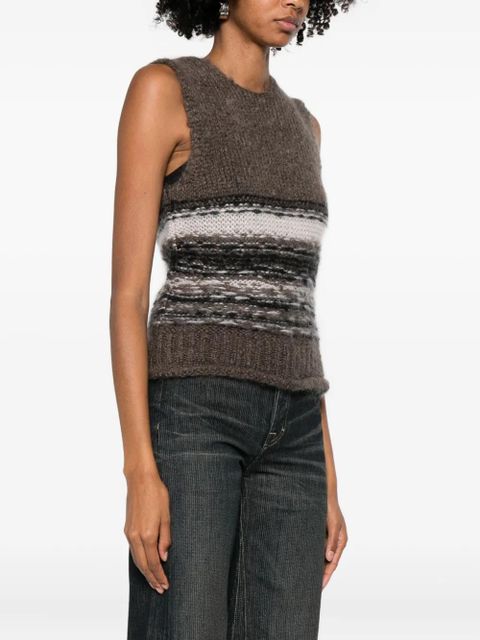 OUR LEGACY striped fair-isle top - Brown