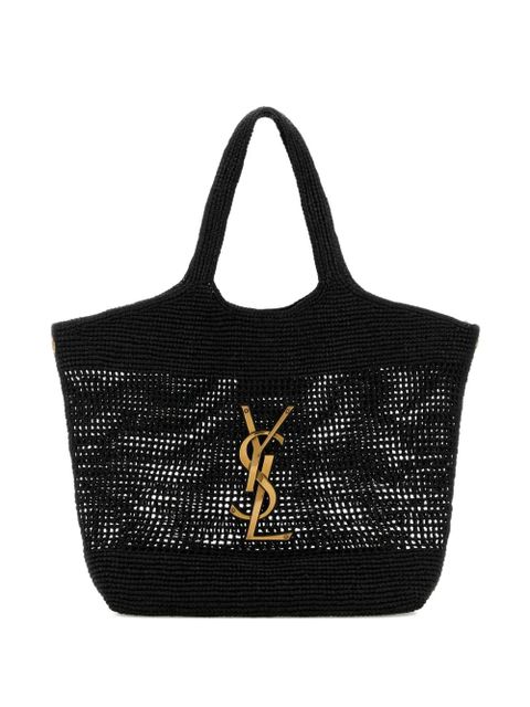 Saint Laurent raffia Icare shopping tote bag - Black - zdjęcie produktu nr 1
