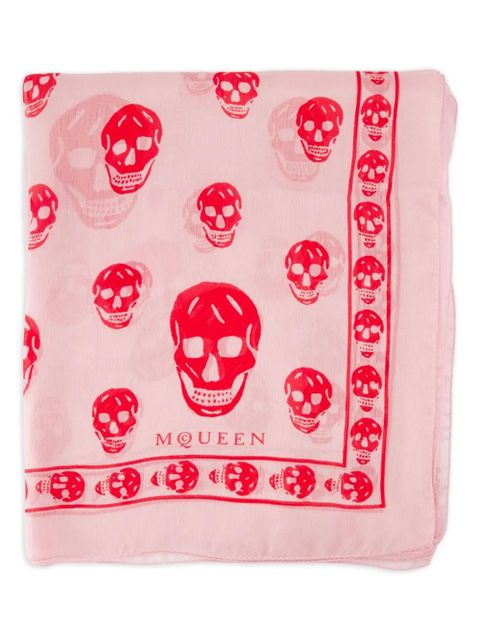 Alexander McQueen skull-print silk scarf - Pink - zdjęcie produktu nr 2