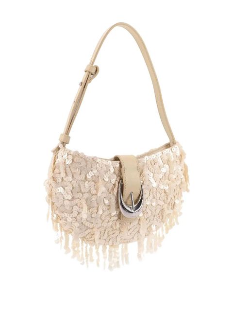 STAUD Alana sequinned shoulder bag - Neutrals