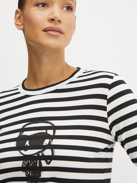 Karl Lagerfeld longsleeve bawełniany IKON kolor czarny A1W17137