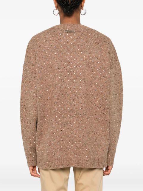 PINKO rhinestone-embellished cardigan - Neutrals