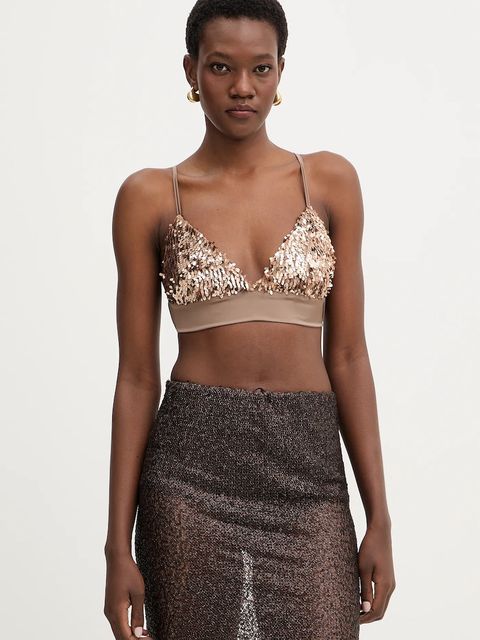 Haveone top damska kolor brązowy z aplikacją RMA-P053 - zdjęcie produktu nr 1