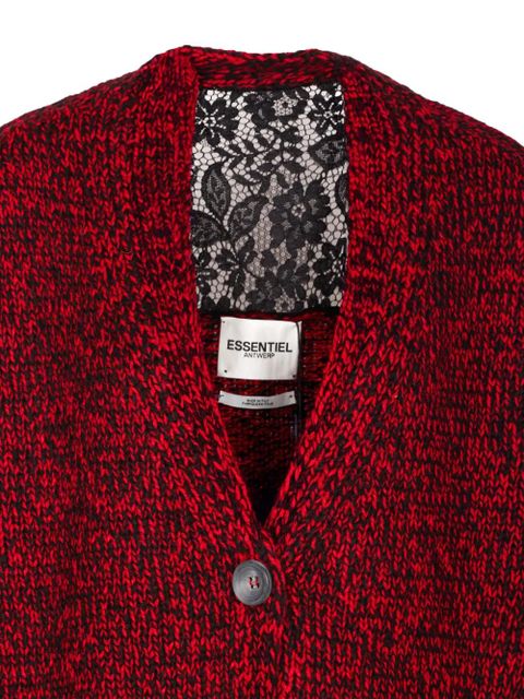 Essentiel Antwerp lace-insert button cardigan - Red