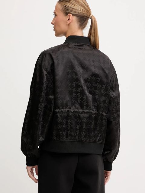 Guess kurtka bomber AOP kolor czarny przejściowa oversize V5YL11 WHFU0