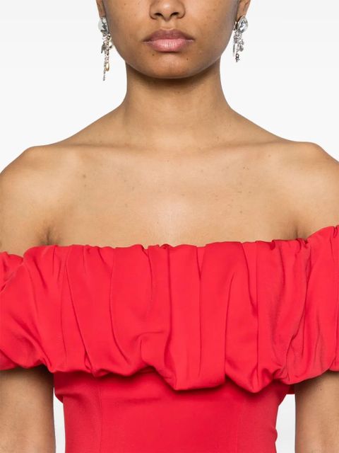 Rowen Rose Bardot-neckline midi dress - Red