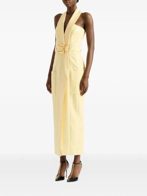 Balmain long dress with belt - Yellow