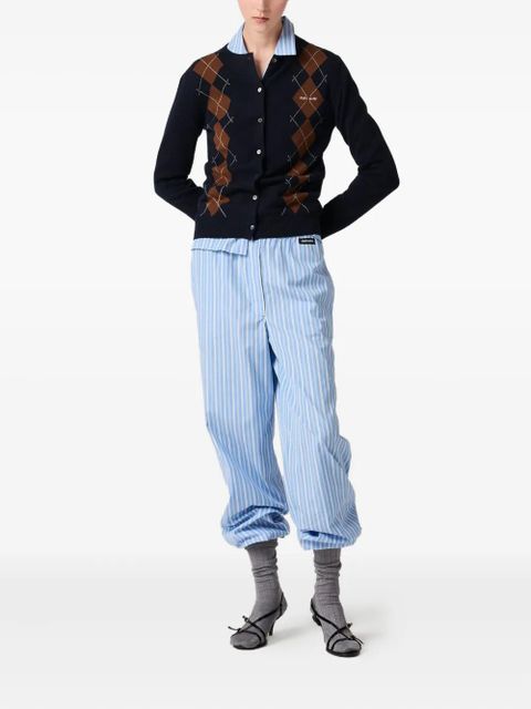 Miu Miu argyle intarsia-knit cardigan - Blue - zdjęcie produktu nr 2