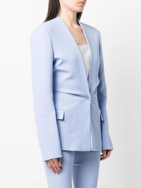 The Attico collarless single-breasted blazer - Blue