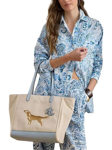 Lauren Ralph Lauren large Cameryn dog-embroidery tote bag - Neutrals - zdjęcie produktu nr 2