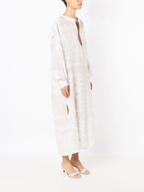 Valentino Garavani geometric-print silk-cotton dress - Neutrals