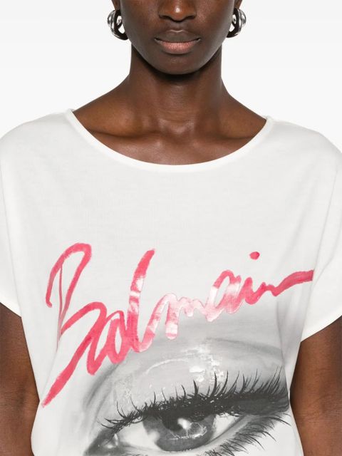 Balmain eye-print T-shirt - White