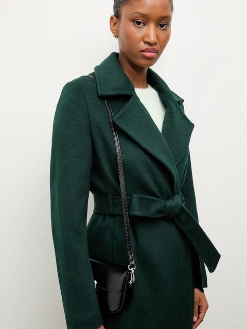 Answear Lab płaszcz wełniany kolor zielony przejściowy dwurzędowy