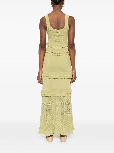 SANDRO ruffled maxi dress - Green