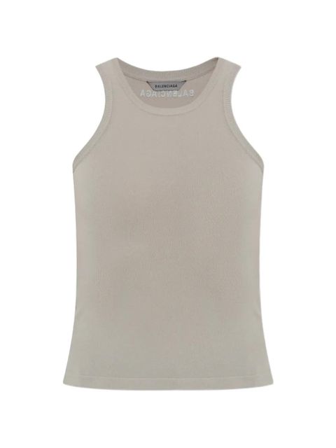 Balenciaga logo-embroidered ribbed-knit tank top - Grey - zdjęcie produktu nr 1