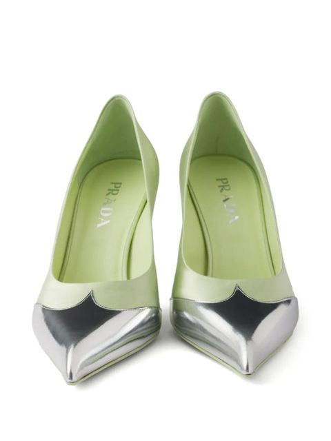 Prada 85mm satin-finish pumps - Green