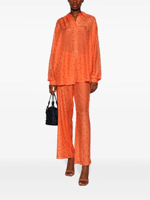 Oséree gem-embellished sheer shirt - Orange