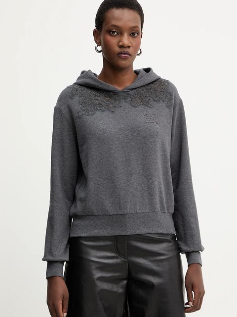 Ermanno Scervino LIFE bluza damska kolor szary z kapturem z aplikacją D474M608LEM - zdjęcie produktu nr 1