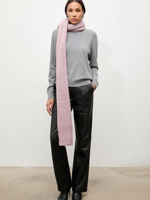 Answear.LAB szalik z wełną damski kolor fioletowy gładki - zdjęcie produktu nr 1