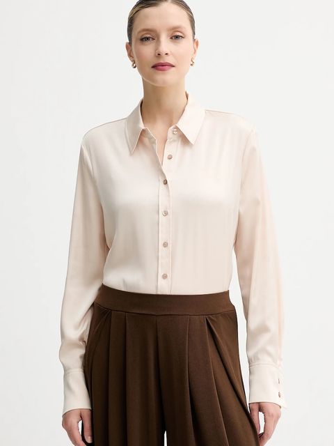 Guess koszula CONCETTA damska kolor beżowy regular z kołnierzykiem klasycznym W5YH03 WF1T2