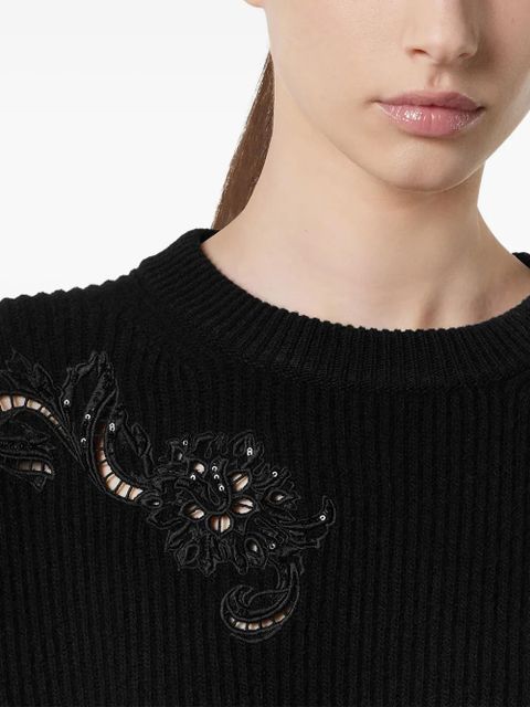 Versace embroidered-detail sweater - Black