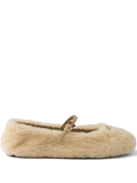 Prada shearling ballet flats - Neutrals - zdjęcie produktu nr 1