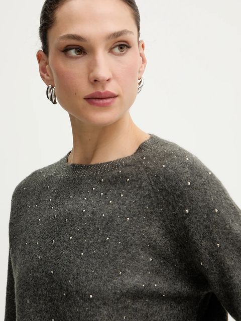 Morgan sweter z domieszką wełny damski kolor szary lekki MFETE