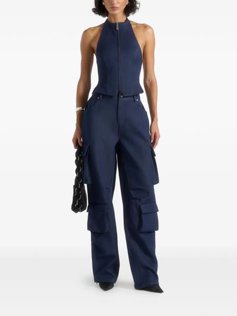 Manière De Voir zip-fastening halterneck top - Blue