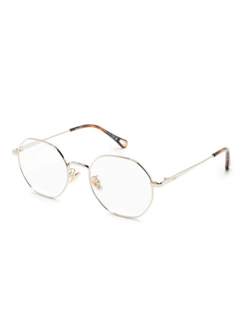 Chloé Eyewear tortoiseshell-effect geometric-frame glasses - Gold - zdjęcie produktu nr 2